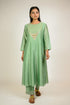 Mint Embroidered Yoke Chanderi Kurta Set
