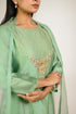 Mint Embroidered Yoke Chanderi Kurta Set