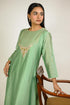 Mint Embroidered Yoke Chanderi Kurta Set