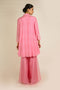 Soft Pink Embroidered Tunic with Organza Sharara