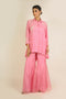 Soft Pink Embroidered Tunic with Organza Sharara