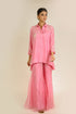 Soft Pink Embroidered Tunic with Organza Sharara