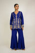 Purple Blue Silk Jacket with Sharara
