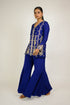 Purple Blue Silk Jacket with Sharara