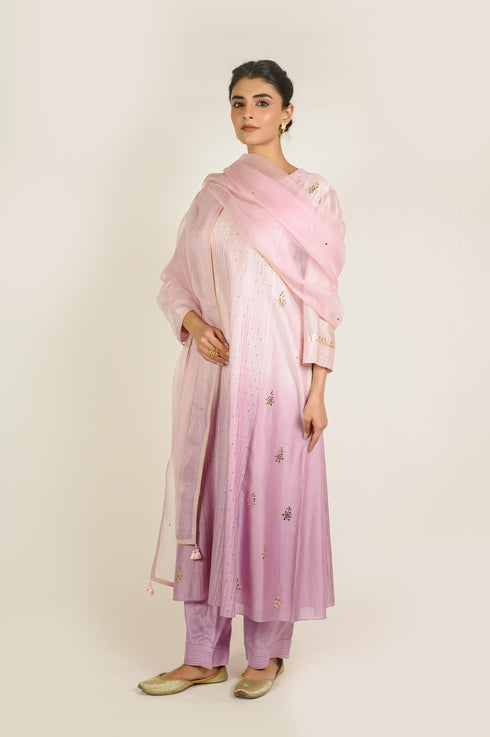 Pastel Ombre Mukaish Chanderi Kurta Set