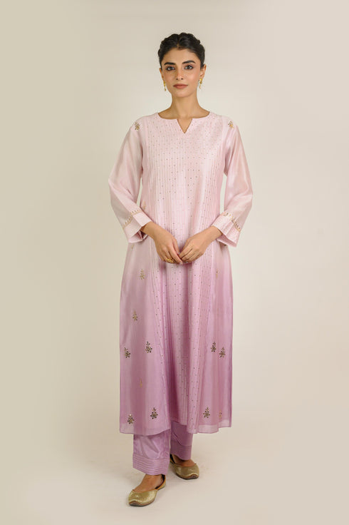 Pastel Ombre Mukaish Chanderi Kurta Set