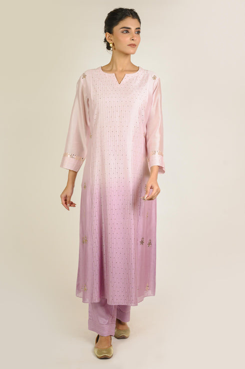 Pastel Ombre Mukaish Chanderi Kurta Set