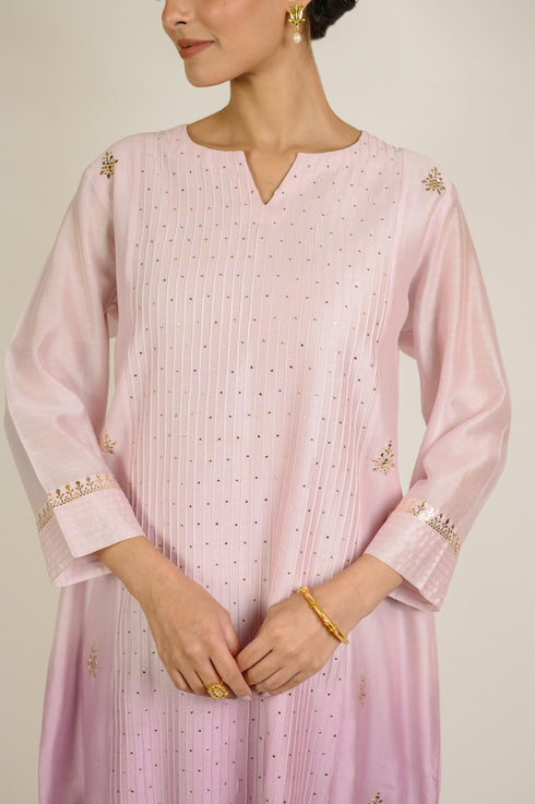 Pastel Ombre Mukaish Chanderi Kurta Set