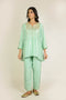 Mint Asymmetrical Embroidered Silk Co-ord Set