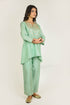 Mint Asymmetrical Embroidered Silk Co-ord Set