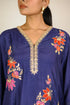 Navy Floral Appliqué Cotton Silk Co-ord Set