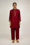 Maroon Embroidered Cotton Silk Co-ord Set