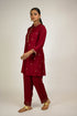 Maroon Embroidered Cotton Silk Co-ord Set