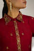 Maroon Embroidered Cotton Silk Co-ord Set