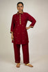 Maroon Embroidered Cotton Silk Co-ord Set