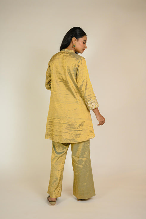 Gold Tissue Embroidered Co-ord Set