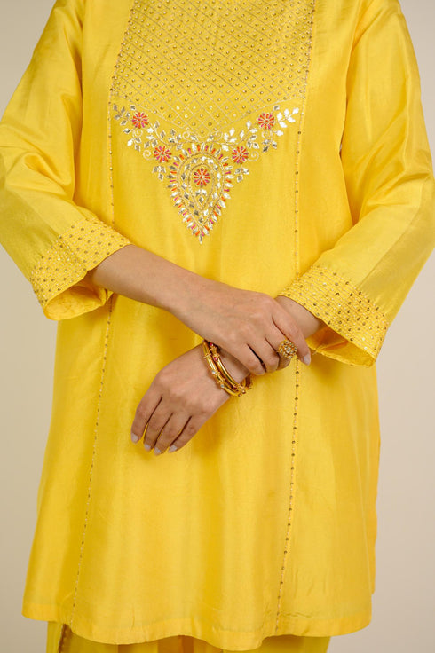 Sunny Yellow Embroidered Dhoti Kurta Set