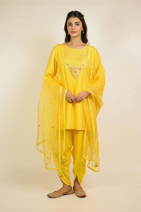 Sunny Yellow Embroidered Dhoti Kurta Set
