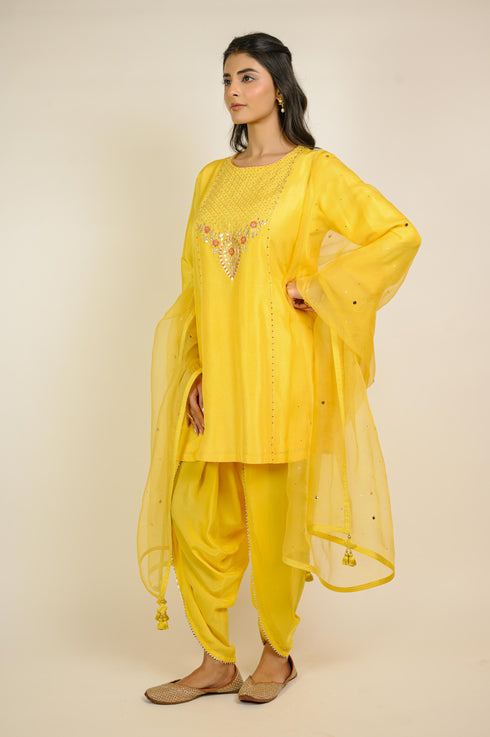 Sunny Yellow Embroidered Dhoti Kurta Set