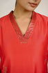 Deep Red Mukaish Chanderi Suit Set