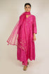 Deep Pink Smocked Chanderi Kurta Set