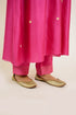 Deep Pink Smocked Chanderi Kurta Set