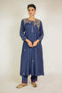Navy Shoulder Embroidered Kurta Set