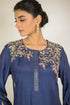 Navy Shoulder Embroidered Kurta Set