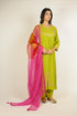 Lime Angarkha Embroidered Kurta Set
