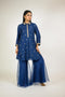 Navy Embroidered Tunic with Organza Sharara