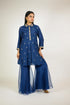 Navy Embroidered Tunic with Organza Sharara