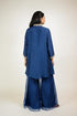 Navy Embroidered Tunic with Organza Sharara