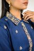 Navy Embroidered Tunic with Organza Sharara