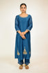 Midnight Blue Embroidered Border Kurta Set