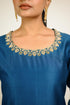 Midnight Blue Embroidered Border Kurta Set