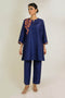 Navy Fish Motif Embroidered Silk Co-ord Set