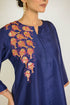 Navy Fish Motif Embroidered Silk Co-ord Set