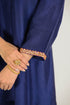 Navy Fish Motif Embroidered Silk Co-ord Set