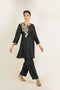 Black Fish Motif Embroidered Silk Co-ord Set