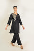 Black Fish Motif Embroidered Silk Co-ord Set
