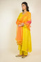 Mustard Floral Cotton Silk Kurta Set