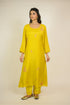 Mustard Floral Cotton Silk Kurta Set