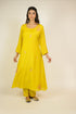 Mustard Floral Cotton Silk Kurta Set