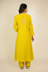 Mustard Floral Cotton Silk Kurta Set