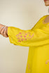 Mustard Floral Cotton Silk Kurta Set