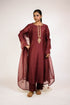Terracotta Embroidered Chanderi Suit Set