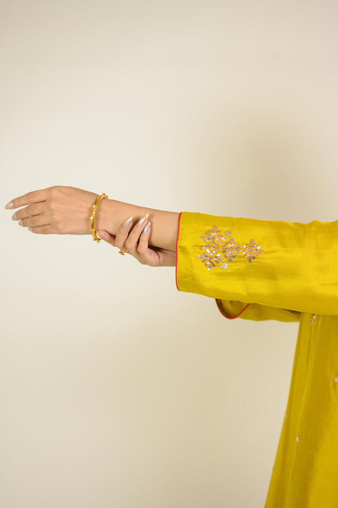 Mustard Embroidered Dhoti Kurta Set