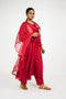 Red Mehrab Yoke Chanderi Kurta Set