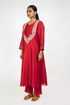 Red Mehrab Yoke Chanderi Kurta Set