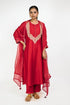 Red Mehrab Yoke Chanderi Kurta Set